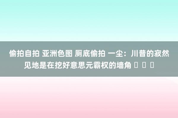 偷拍自拍 亚洲色图 厕底偷拍 一尘：川普的寂然见地是在挖好意思元霸权的墙角 ​​​