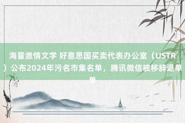 海量激情文学 好意思国买卖代表办公室（USTR）公布2024年污名市集名单，腾讯微信被移辞退单