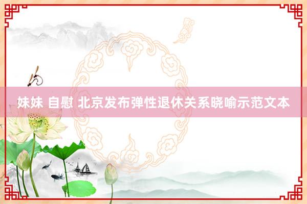 妹妹 自慰 北京发布弹性退休关系晓喻示范文本
