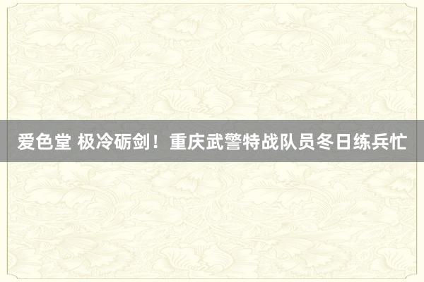 爱色堂 极冷砺剑！重庆武警特战队员冬日练兵忙
