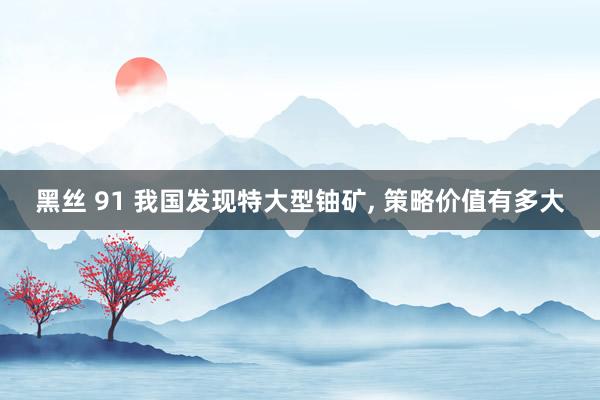 黑丝 91 我国发现特大型铀矿， 策略价值有多大