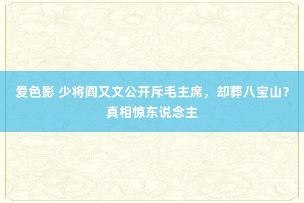 爱色影 少将阎又文公开斥毛主席，却葬八宝山？真相惊东说念主