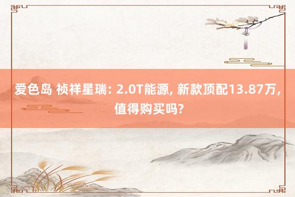 爱色岛 祯祥星瑞: 2.0T能源， 新款顶配13.87万， 值得购买吗?