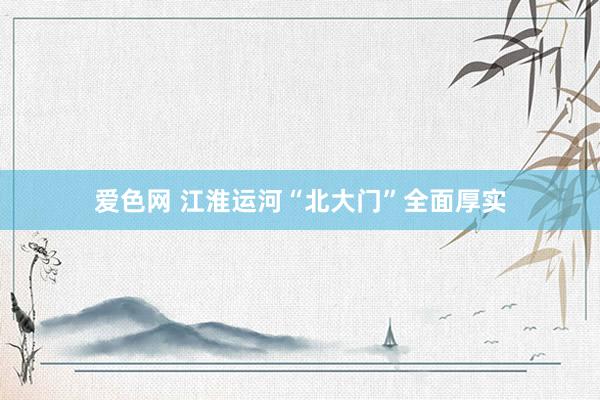 爱色网 江淮运河“北大门”全面厚实