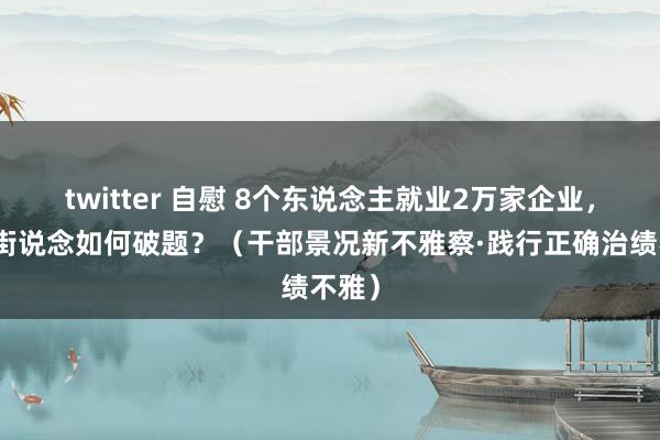 twitter 自慰 8个东说念主就业2万家企业，这个街说念如何破题？（干部景况新不雅察·践行正确治绩不雅）