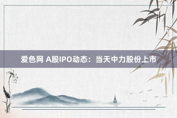 爱色网 A股IPO动态：当天中力股份上市