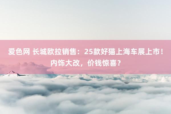 爱色网 长城欧拉销售：25款好猫上海车展上市！内饰大改，价钱惊喜？
