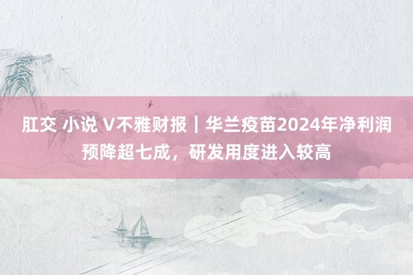 肛交 小说 V不雅财报｜华兰疫苗2024年净利润预降超七成，研发用度进入较高
