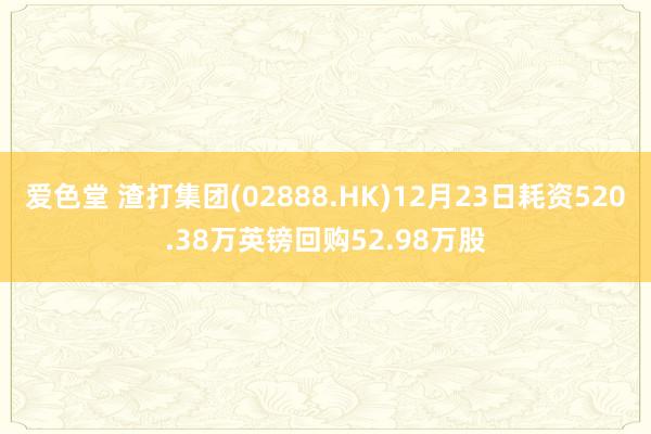 爱色堂 渣打集团(02888.HK)12月23日耗资520.38万英镑回购52.98万股