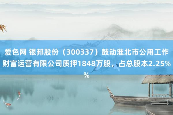 爱色网 银邦股份（300337）鼓动淮北市公用工作财富运营有限公司质押1848万股，占总股本2.25%