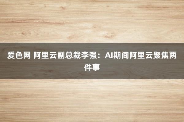 爱色网 阿里云副总裁李强：AI期间阿里云聚焦两件事