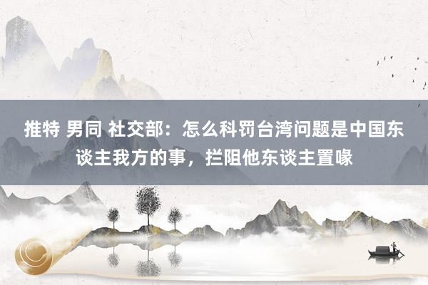 推特 男同 社交部：怎么科罚台湾问题是中国东谈主我方的事，拦阻他东谈主置喙