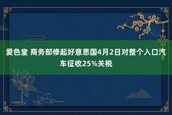 爱色堂 商务部修起好意思国4月2日对整个入口汽车征收25%关税