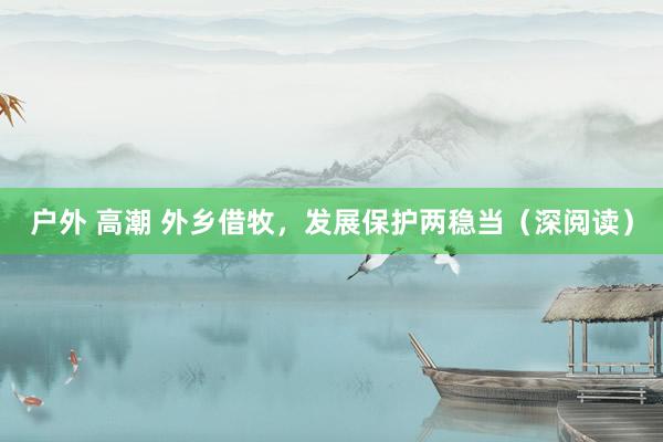 户外 高潮 外乡借牧，发展保护两稳当（深阅读）