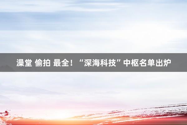 澡堂 偷拍 最全！“深海科技”中枢名单出炉