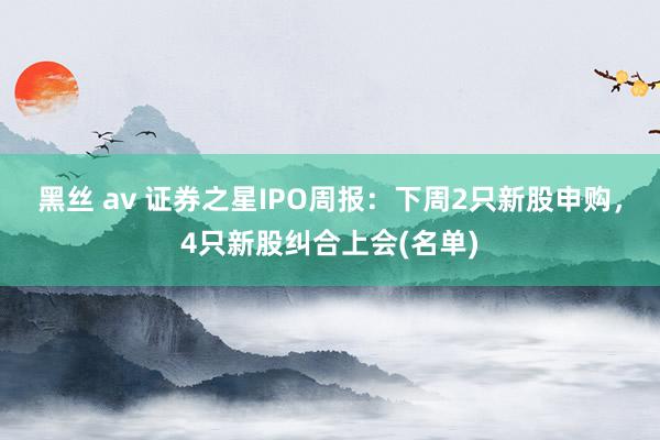 黑丝 av 证券之星IPO周报：下周2只新股申购，4只新股纠合上会(名单)