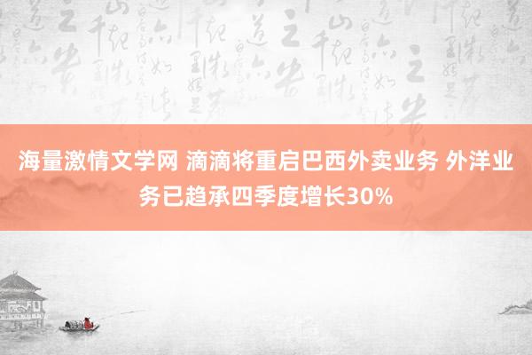 海量激情文学网 滴滴将重启巴西外卖业务 外洋业务已趋承四季度增长30%