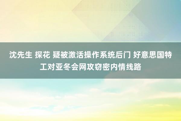 沈先生 探花 疑被激活操作系统后门 好意思国特工对亚冬会网攻窃密内情线路