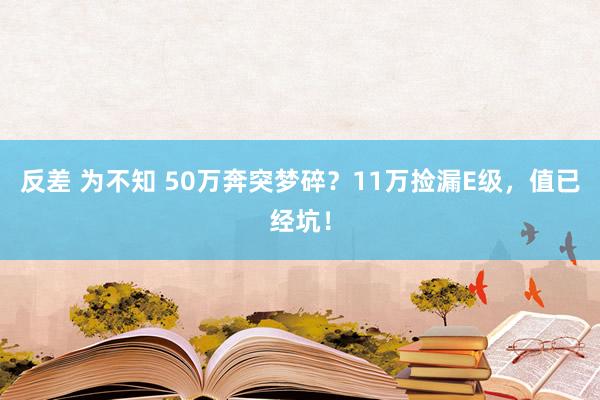 反差 为不知 50万奔突梦碎？11万捡漏E级，值已经坑！