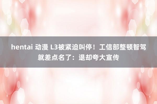 hentai 动漫 L3被紧迫叫停！工信部整顿智驾就差点名了：退却夸大宣传