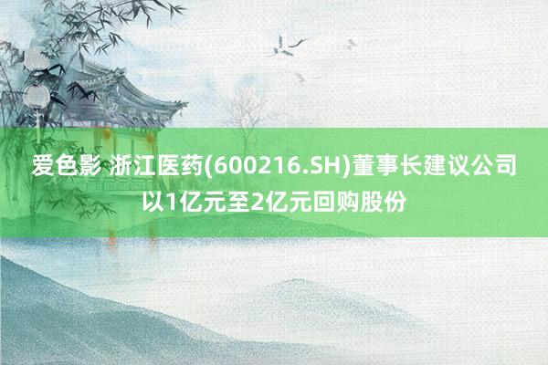 爱色影 浙江医药(600216.SH)董事长建议公司以1亿元至2亿元回购股份