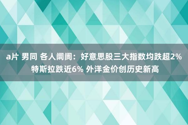 a片 男同 各人阛阓：好意思股三大指数均跌超2% 特斯拉跌近6% 外洋金价创历史新高