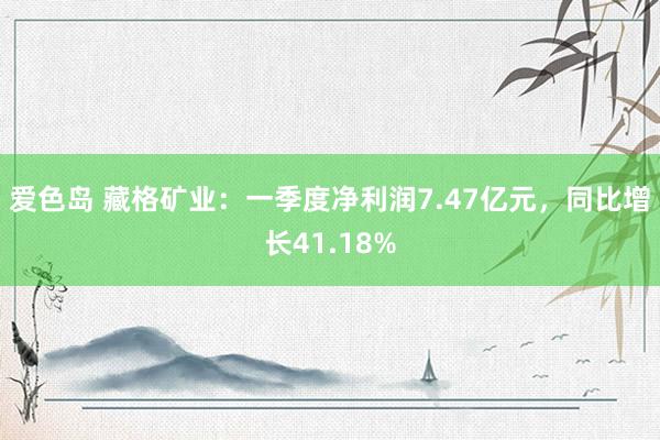 爱色岛 藏格矿业：一季度净利润7.47亿元，同比增长41.18%