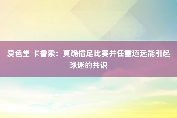 爱色堂 卡鲁索：真确插足比赛并任重道远能引起球迷的共识